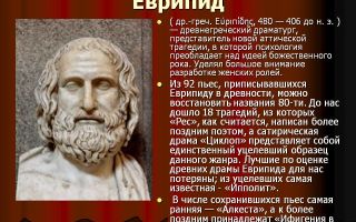 Сочинения об авторе еврипид