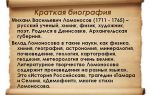 Краткая биография ломоносов