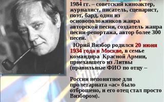 Краткая биография визбор