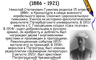 Краткая биография гумилев