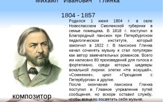 Краткая биография глинка
