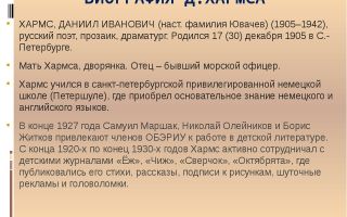 Краткая биография хармс