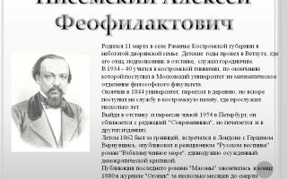 Краткая биография писемский