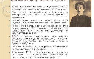 Краткая биография блок