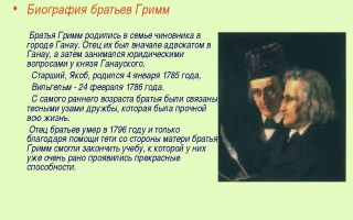 Краткая биография гримм