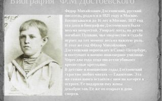 Краткая биография достоевский