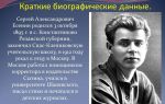 Краткая биография есенин