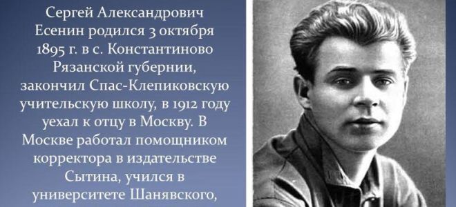 Краткая биография есенин